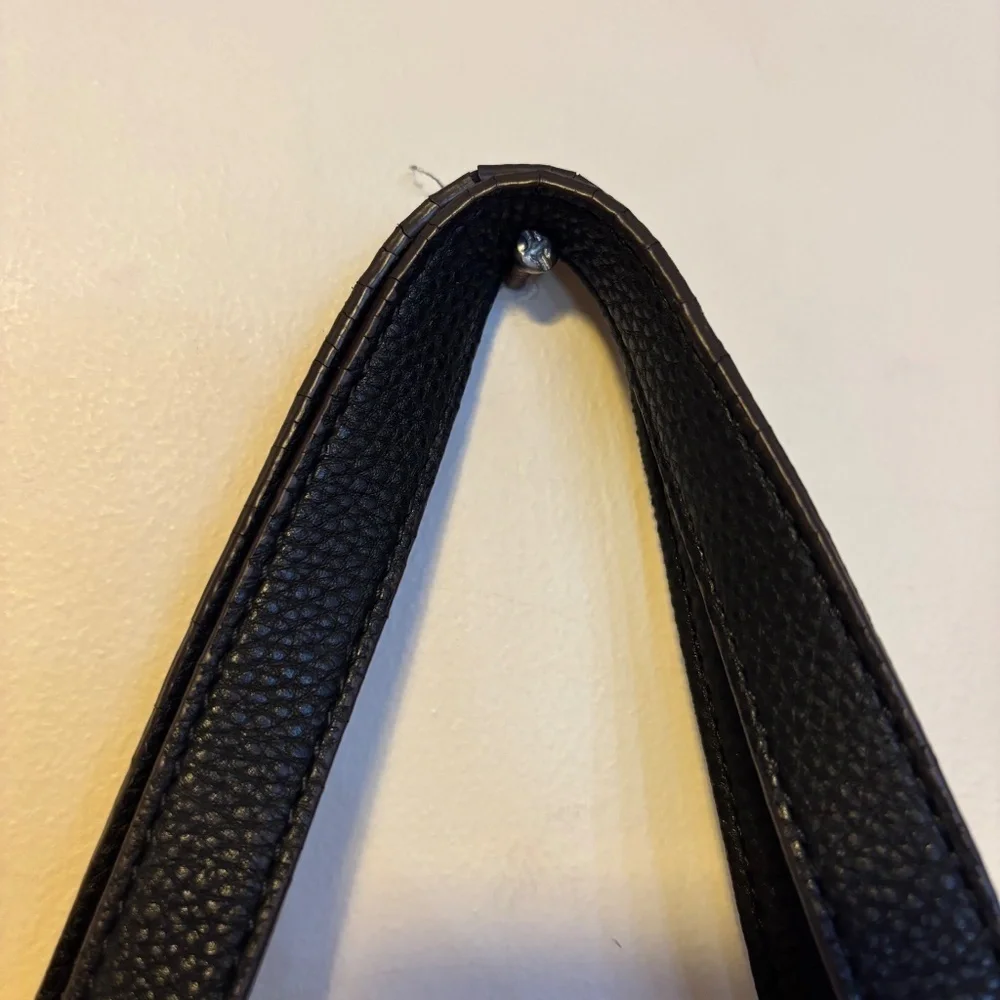 Liz Claiborne Jess Shopper Faux Leather Tote Bag Purse Cream Black Handles